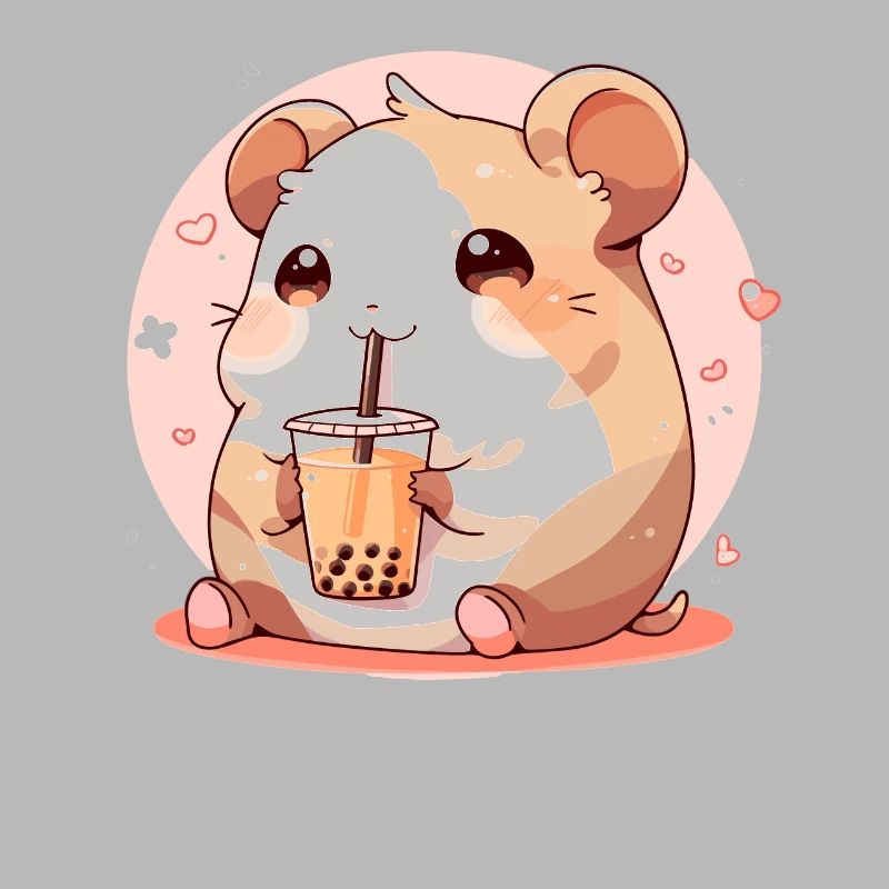 Kawaii Hamster Drinks Boba Bubble Tea Chibi