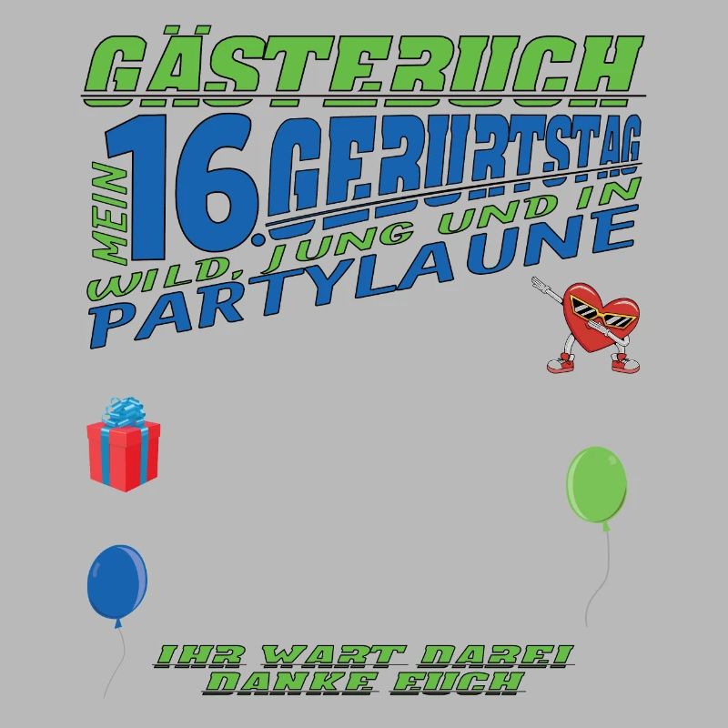 16. Geburtstag Mädchen & Junge Gästebuch