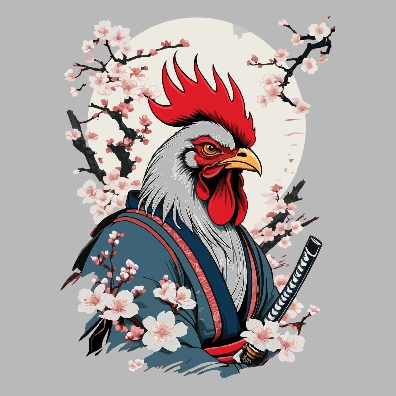 Coq Vintage samouraï Ukiyo-E Style Design
