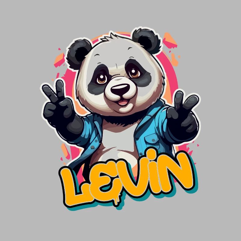 LEVIN - Handsome Boy Name with Cool Panda