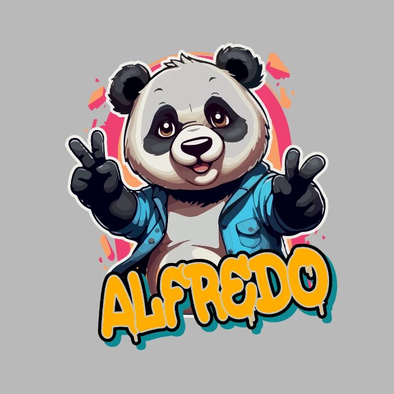 AFREDO - Handsome Boy Name with Cool Panda
