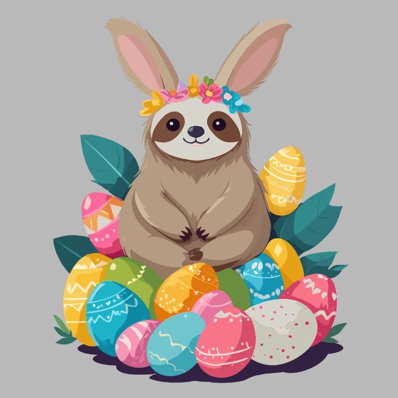 Funny Sloth Easter Bunny Iconic Easter