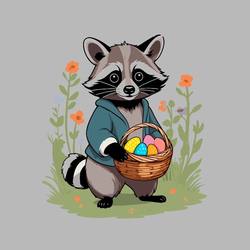 Funny raccoon Easter bunny Easter saying