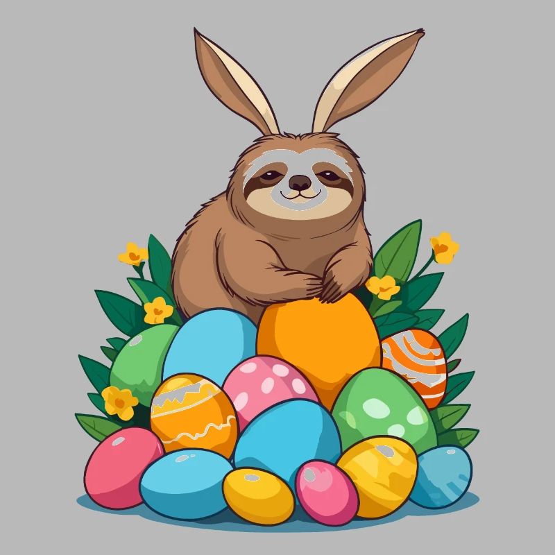 Funny Sloth Easter Bunny Iconic Easter