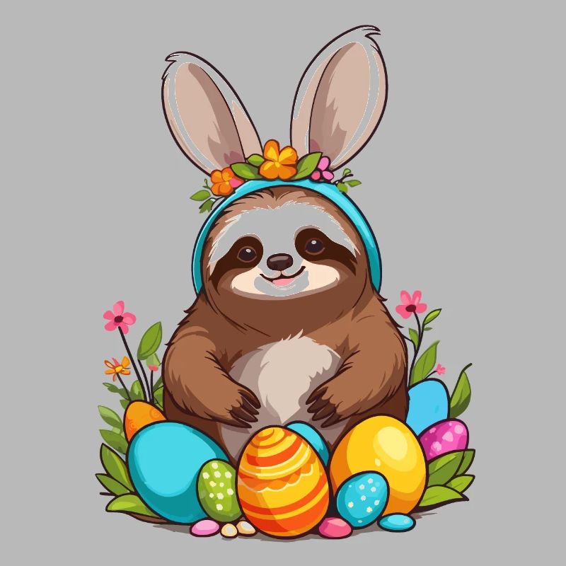 Funny Sloth Easter Bunny Iconic Easter