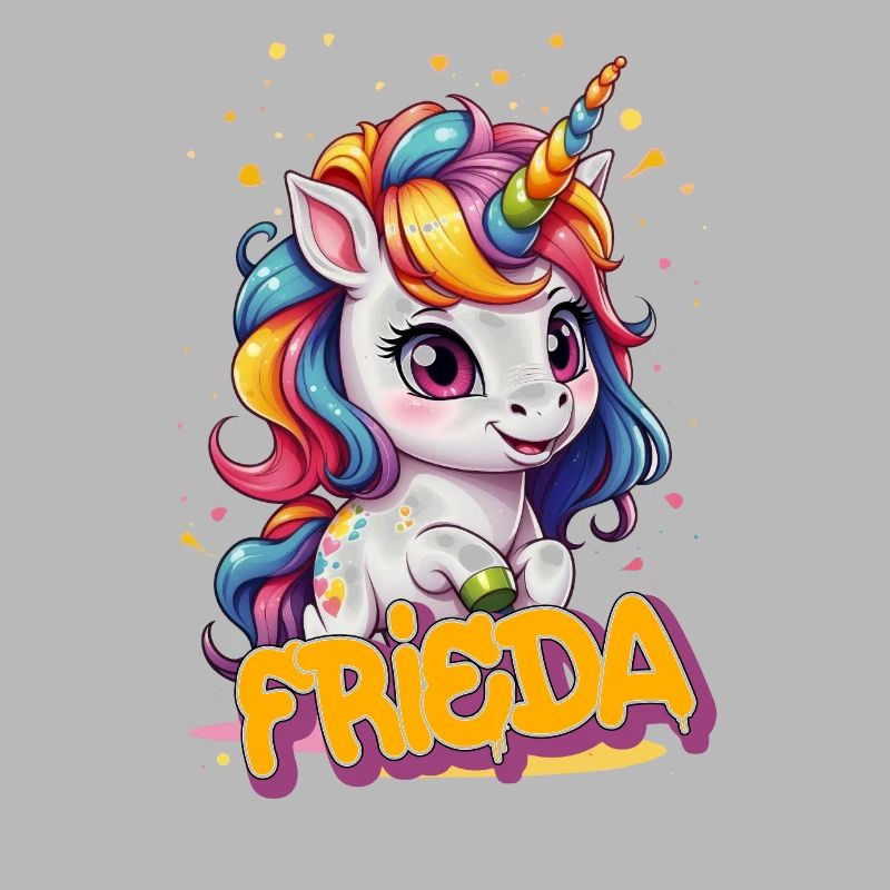 FRIEDA - Schöner Mädchen Name mit süßem Einhorn