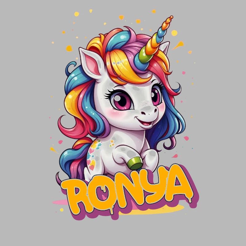 RONYA - Schöner Mädchen Name mit süßem Einhorn