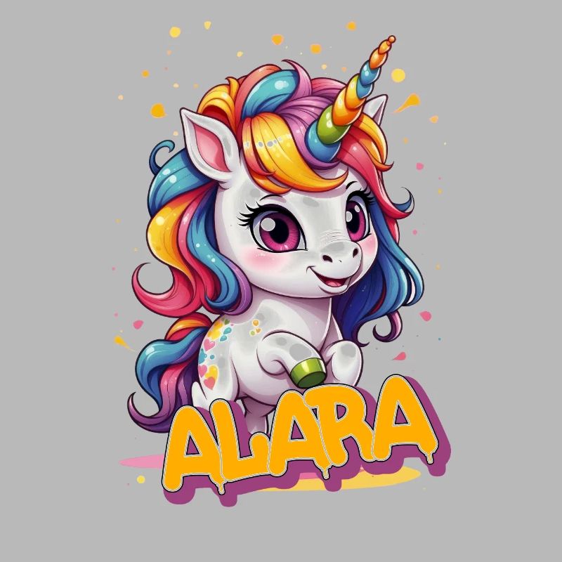 ALARA - Schöner Mädchen Name mit süßem Einhorn