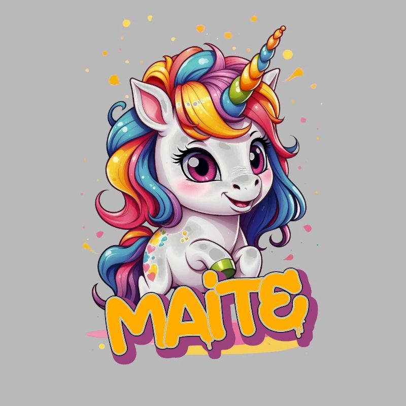 MAITE - Schöner Mädchen Name mit süßem Einhorn
