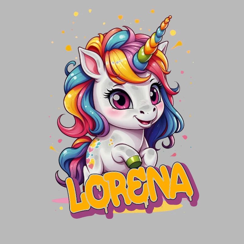 LORENA - Schöner Mädchen Name mit süßem Einhorn