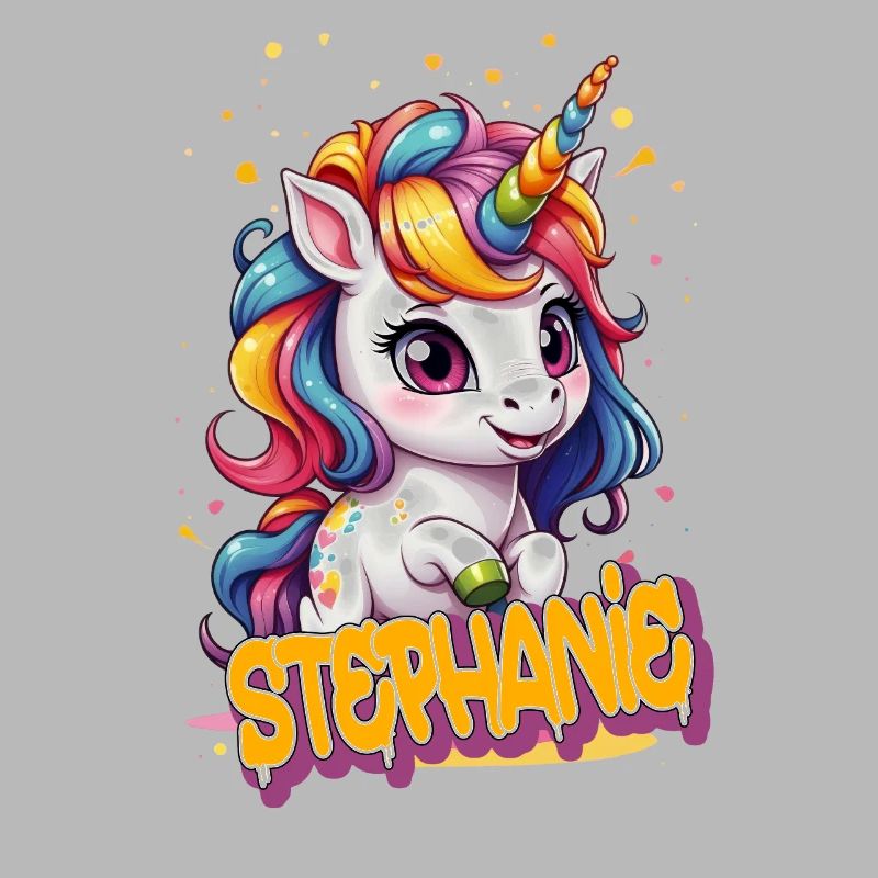 STEPHANIE - Schöner Mädchen Name mit süßem Einhorn