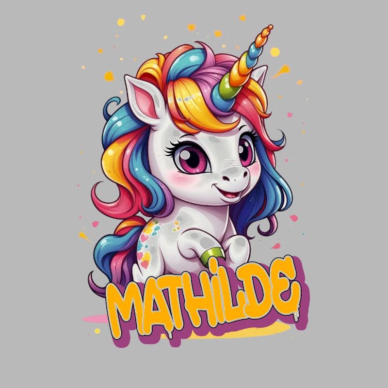 MATHILDE - Schöner Mädchen Name mit süßem Einhorn