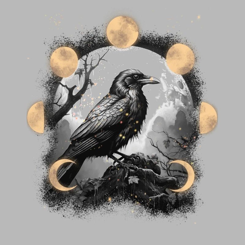 Halloween Ravens Crows Moon Phases Raven Crow