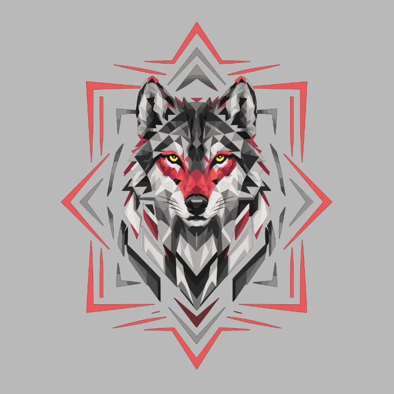 Geometric Wolf Red Black Artwork