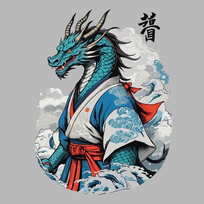 Dragon Samurai Vintage Ukiyo-e Style