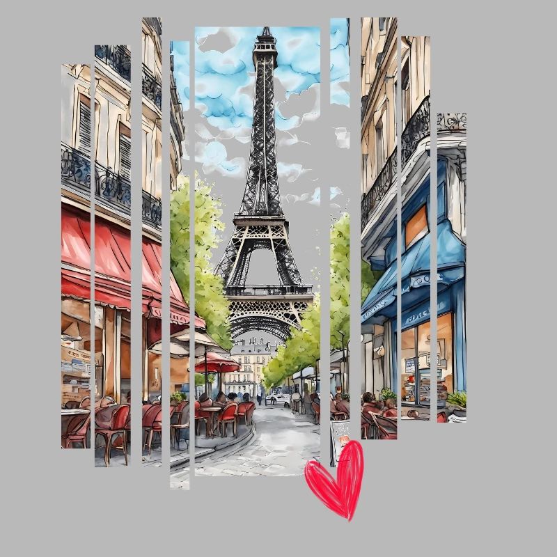 I love Paris: Eiffel Tower and a Charming Cafe