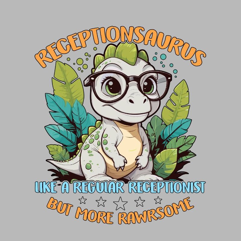 Réceptionniste Receptionsaurus comme un employé de bureau