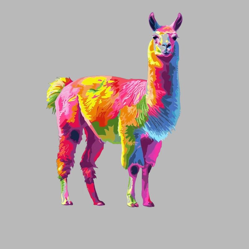 Llama Alpaca Rainbow Artwork