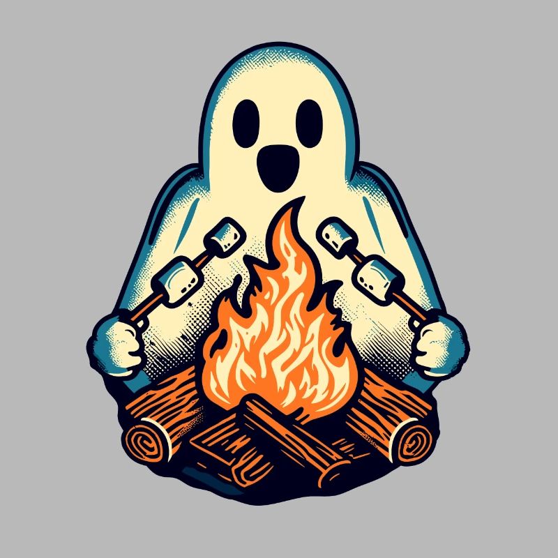 Ghost at Campfire Camping Site Halloween Spaß