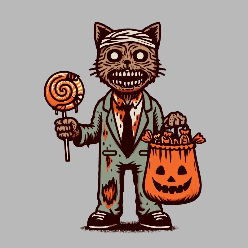 Untote Zombie Katze Süßes Oder Saures Halloween
