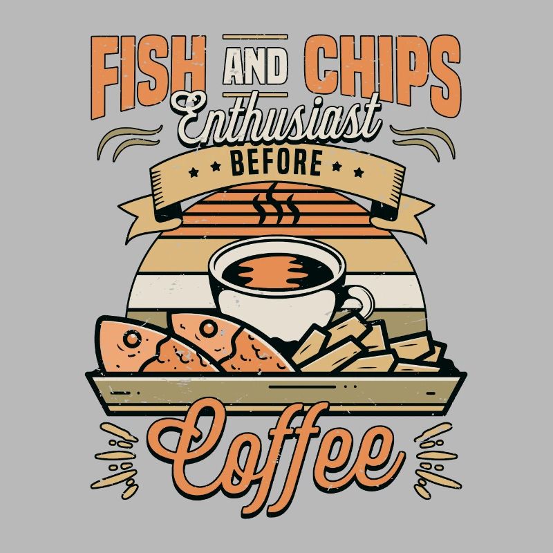 Fish And Chips Enthusiast Before Seafood Coffee