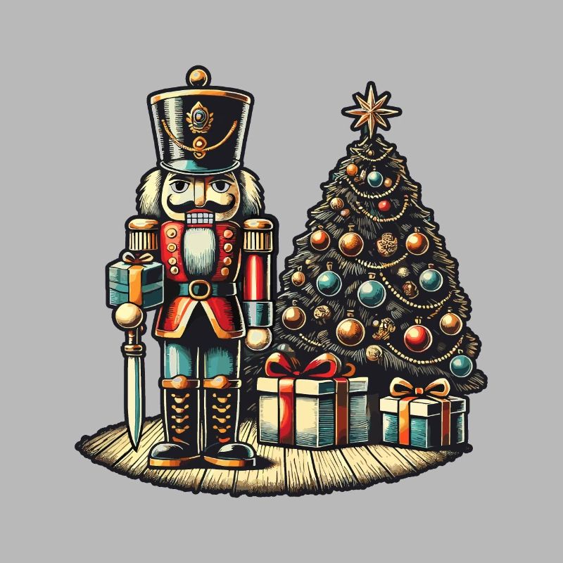 Nutcracker and Christmas Tree Art