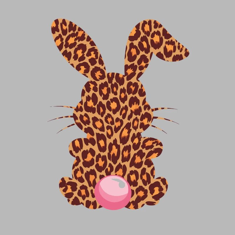 Leopard Print Bunny with Pink Bubble