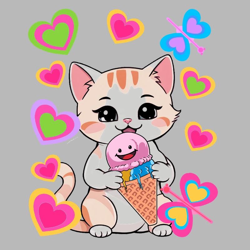 Katze Katzen Eiswaffel Eis Sommer Kind Kinder