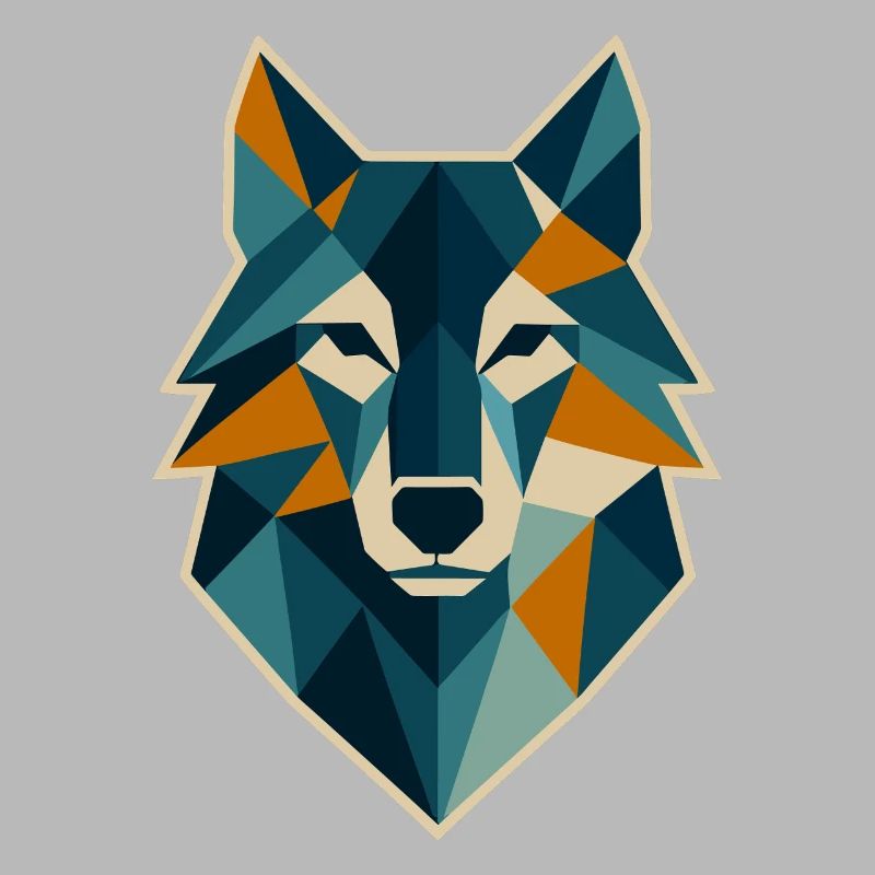 Geometric Wolf Head Polygon Style