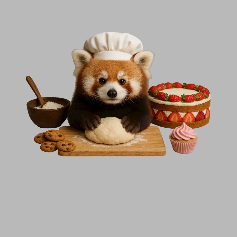 Red Panda Baking Cake Bread