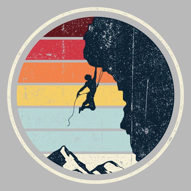 Retro Sunset Climb on Cliff