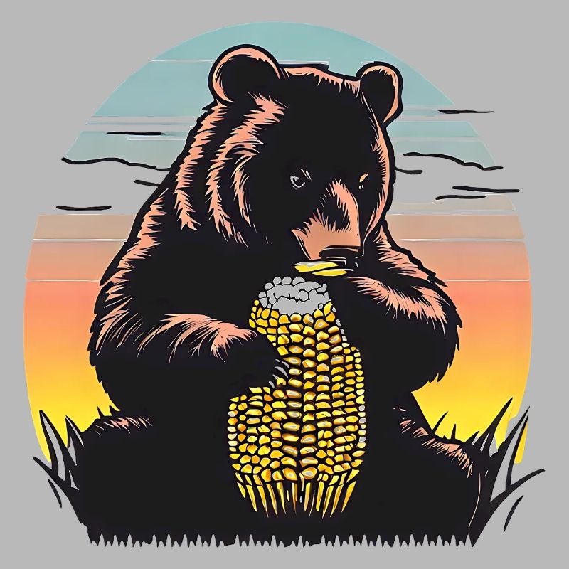 Corn cob bear in sunset