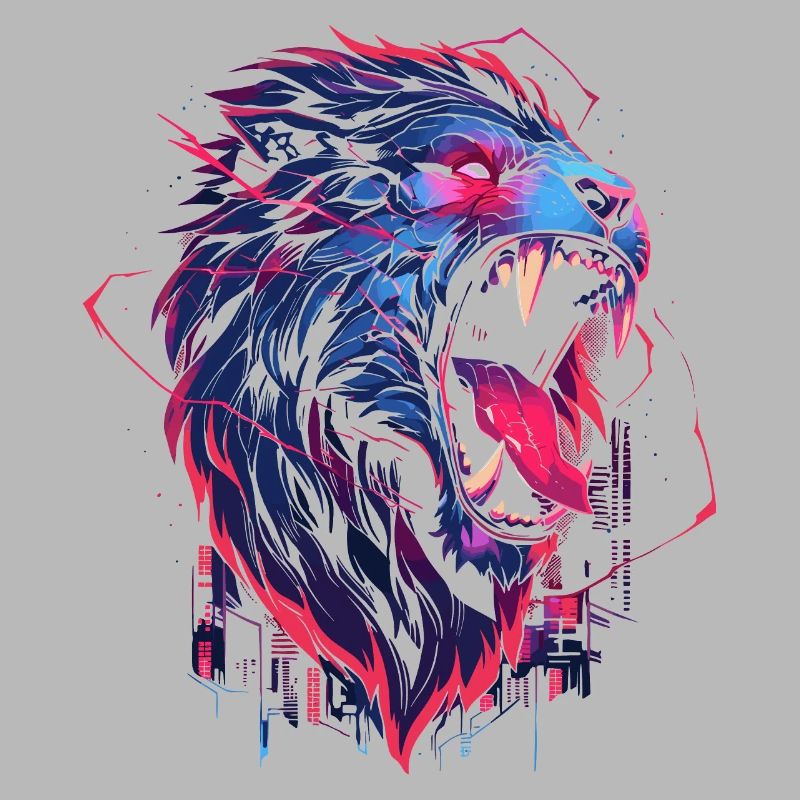 Synthwave Lion