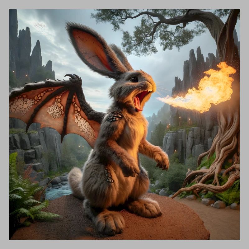 Feuerspeiender Hase Drache #17