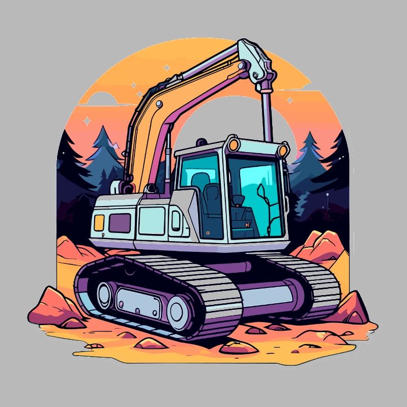Excavator Construction Site Drawing