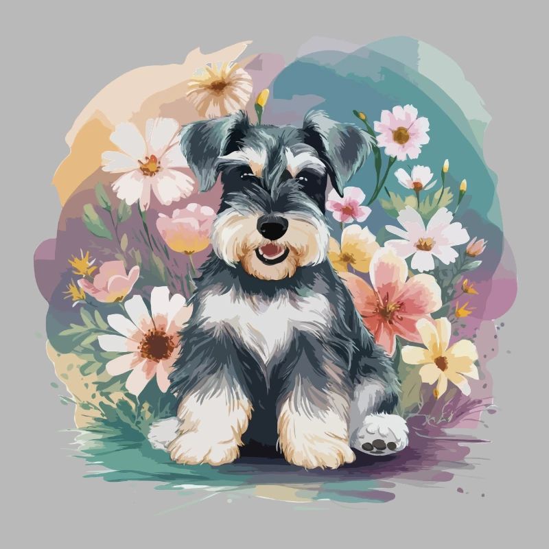 Schnauzer mit Blumen