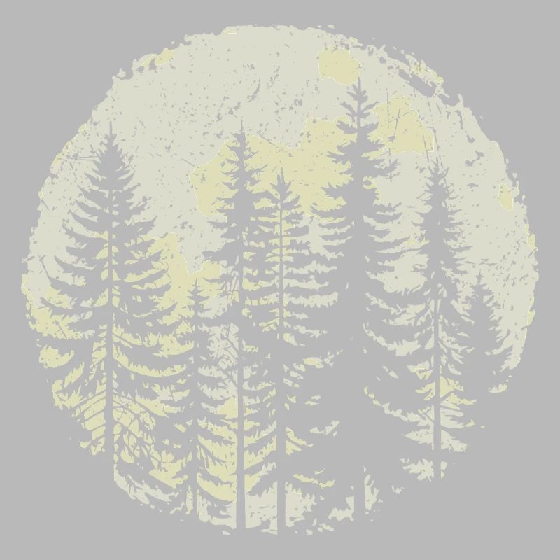 Night Forest Silhouette with Full Moon