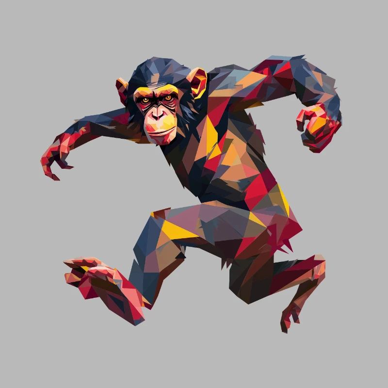 Low Poly Chimpanzee Sprint Logo Design