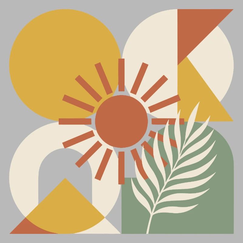 Boho Abstract Geometric Botanical Sunburst