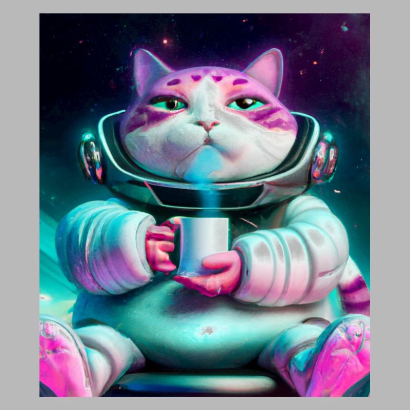 Big cat drinks tea in space