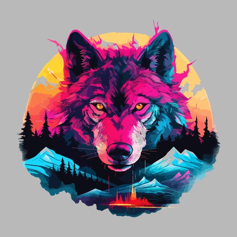 Wolf Wolf Head Wolves Wolf Pack Nature Neon Colorful
