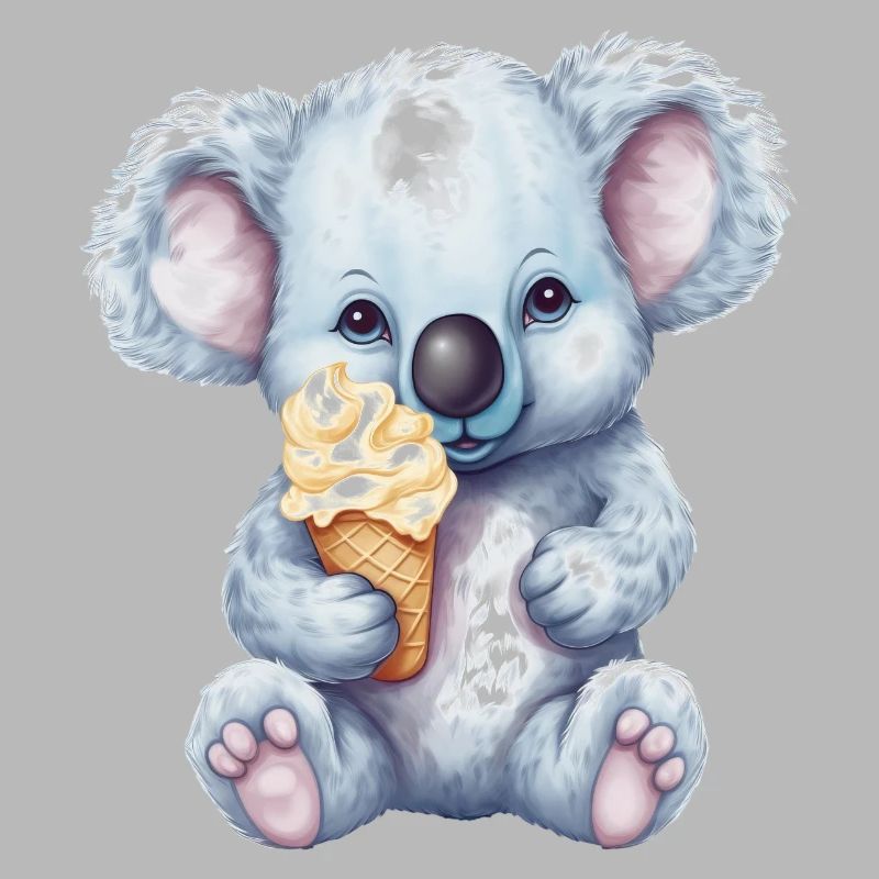 Süßer Comic Koala mit Vanille Softeis