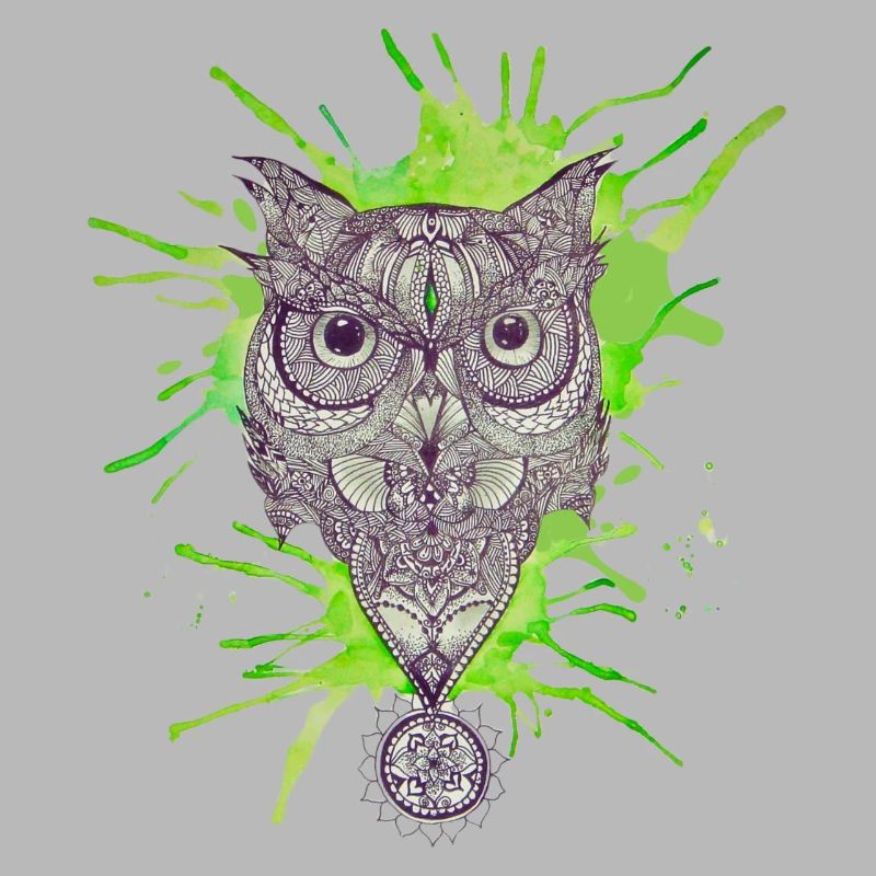 Mandala-Eule - Platsch