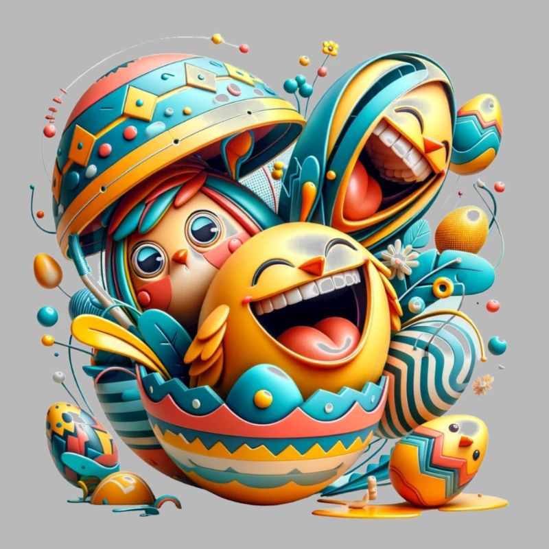 Easter graphic design in Mixed Dimensions style