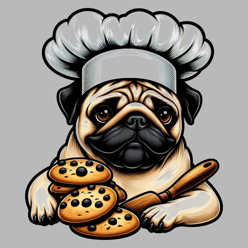 Pug Cook with Cookie
