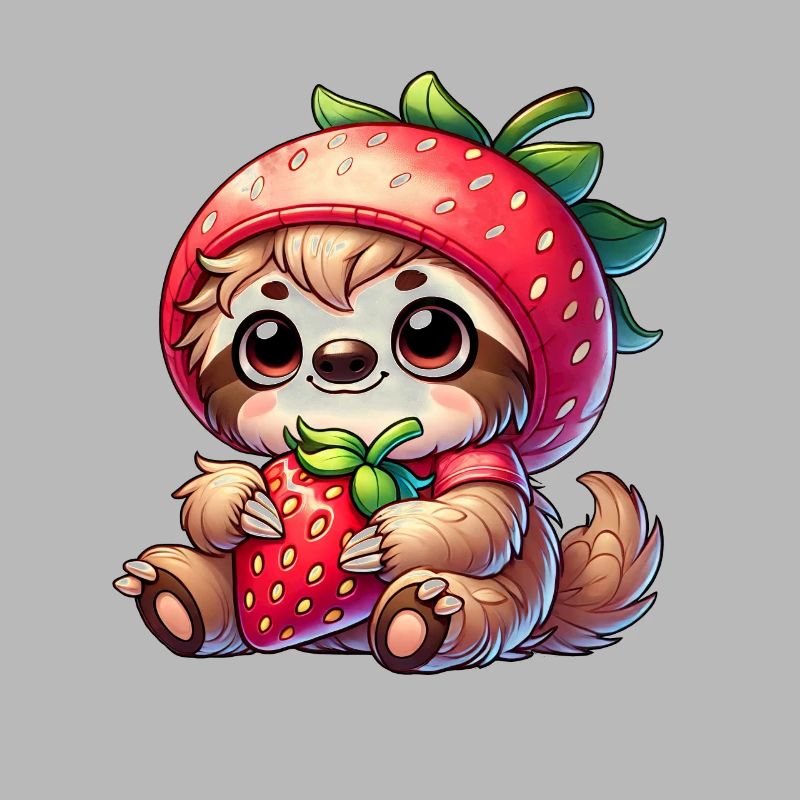 Sloth Strawberry Summer Fruit Design