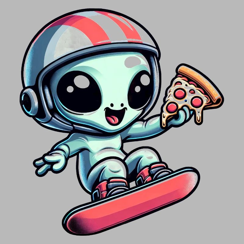 Mignon Comic Alien Snowboard Snowboarder