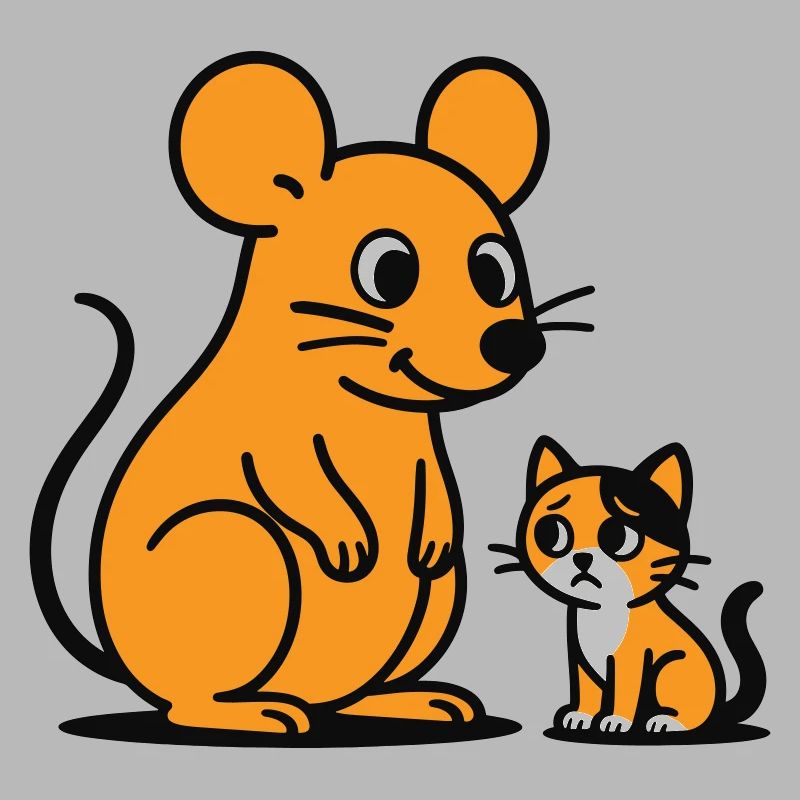 Cuddly Mouse and Kitten Duo
