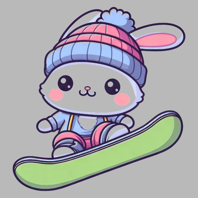 Conception d'aventure hivernale de snowboarder de lapin de neige
