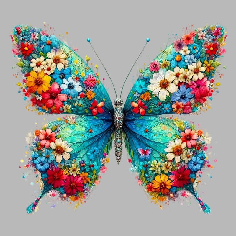Papillon décoré de fleurs